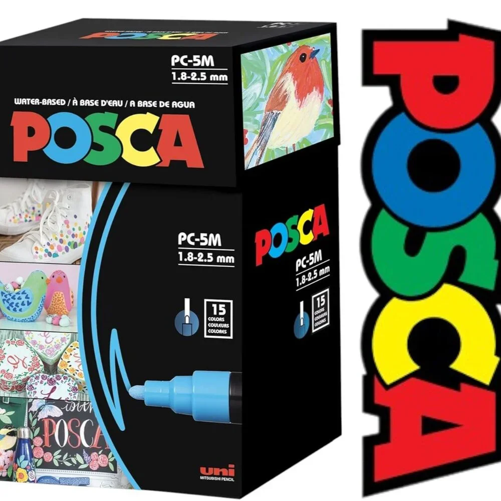 NEW 15 POSCA Paint Markers 5M Medium Tip Acrylic Paint Pens Art Supplies PC-5M 1